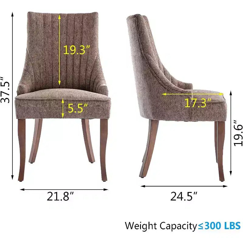 Set di 2 sedie minimaliste plissetate, rivestimento morbido, gambe in legno massello, per uso domestico