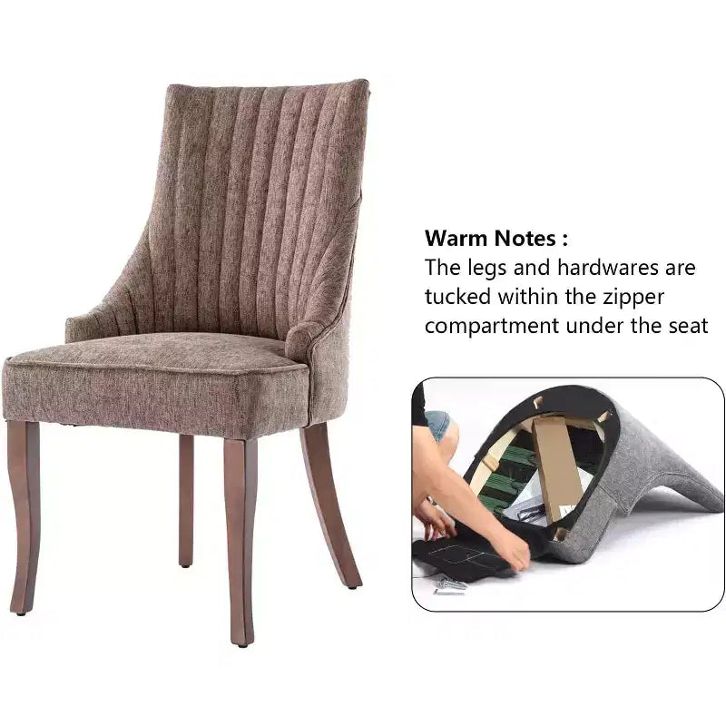 Set di 2 sedie minimaliste plissetate, rivestimento morbido, gambe in legno massello, per uso domestico