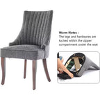 Set di 2 sedie minimaliste plissetate, rivestimento morbido, gambe in legno massello, per uso domestico