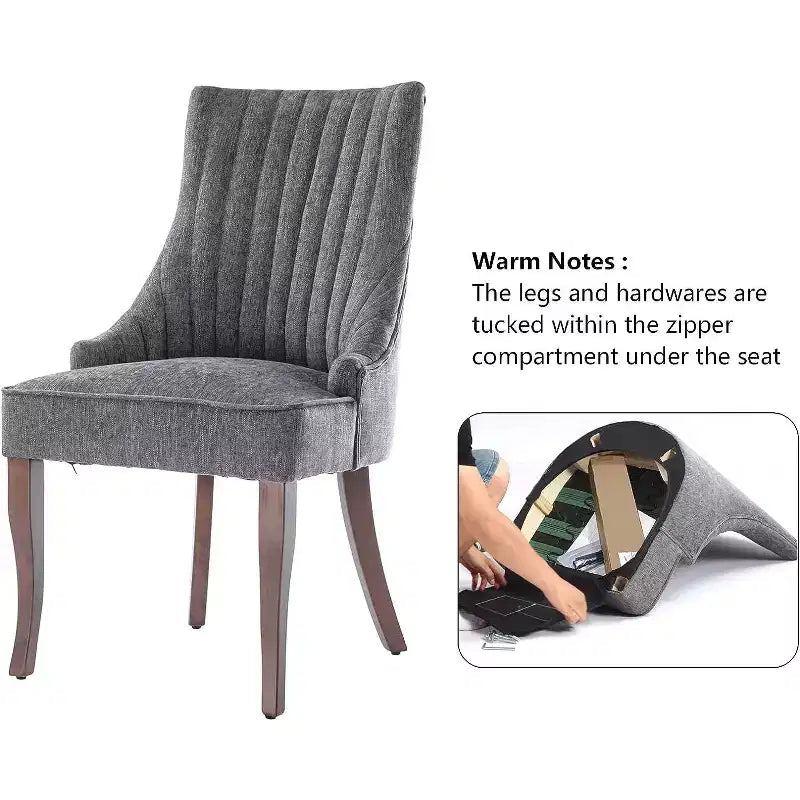 Set di 2 sedie minimaliste plissetate, rivestimento morbido, gambe in legno massello, per uso domestico