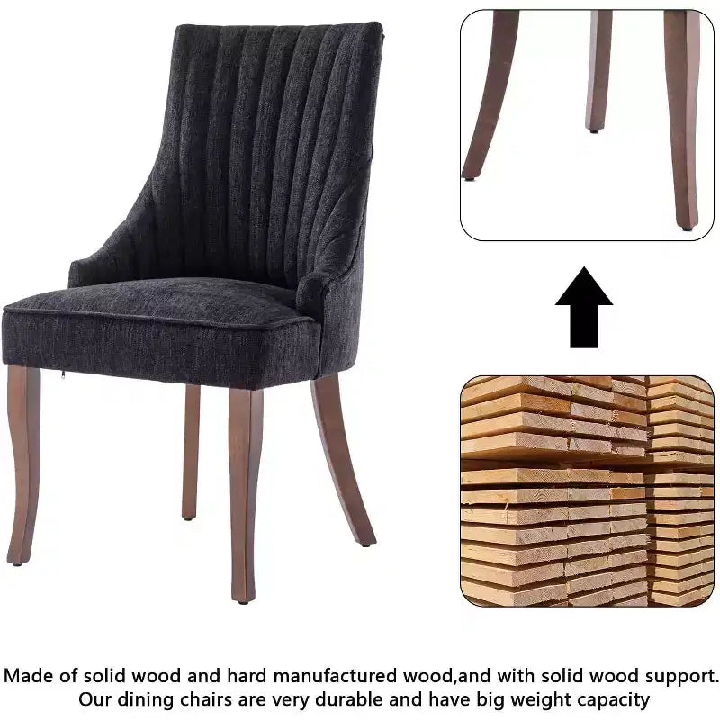 Set di 2 sedie minimaliste plissetate, rivestimento morbido, gambe in legno massello, per uso domestico
