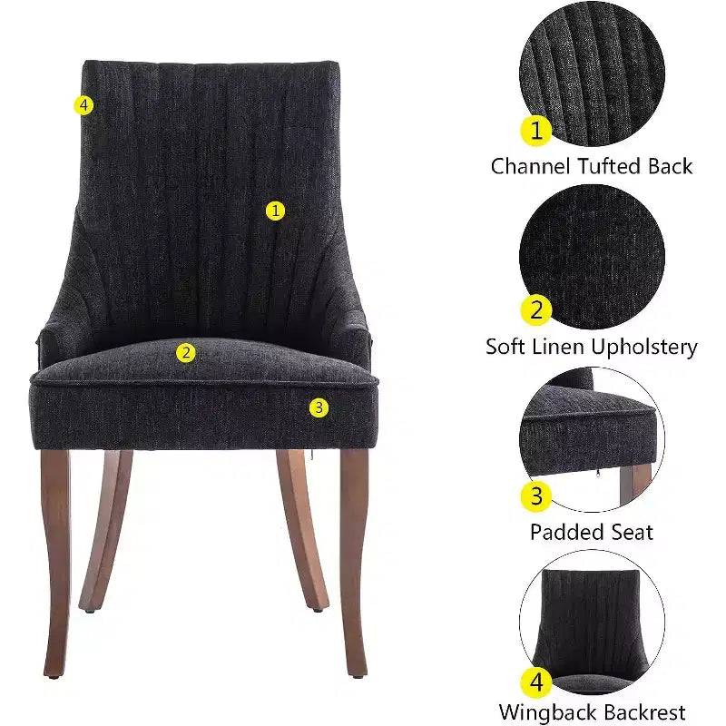 Set di 2 sedie minimaliste plissetate, rivestimento morbido, gambe in legno massello, per uso domestico