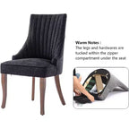 Set di 2 sedie minimaliste plissetate, rivestimento morbido, gambe in legno massello, per uso domestico