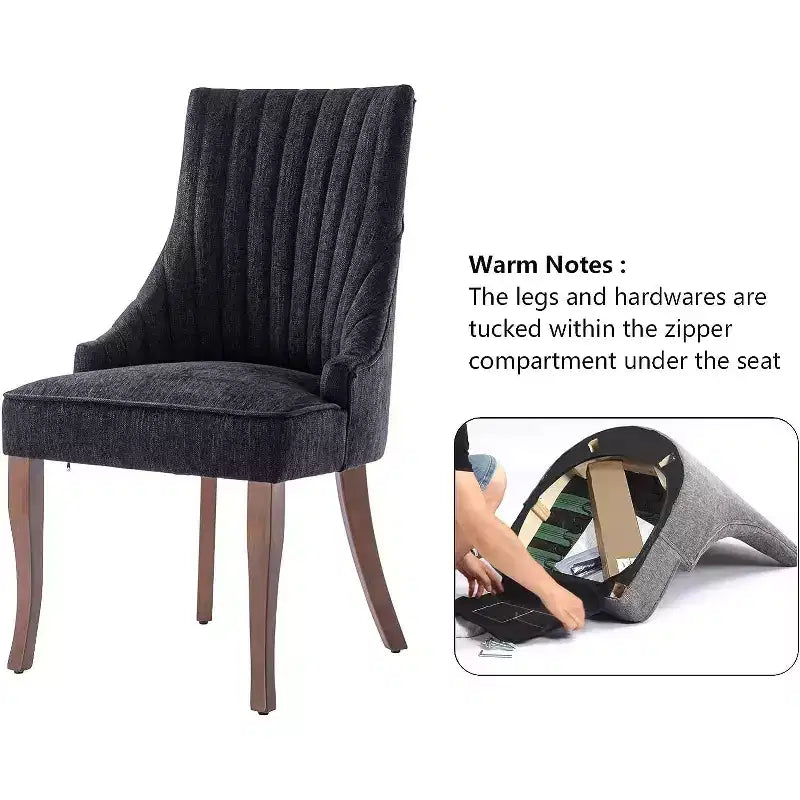 Set di 2 sedie minimaliste plissetate, rivestimento morbido, gambe in legno massello, per uso domestico