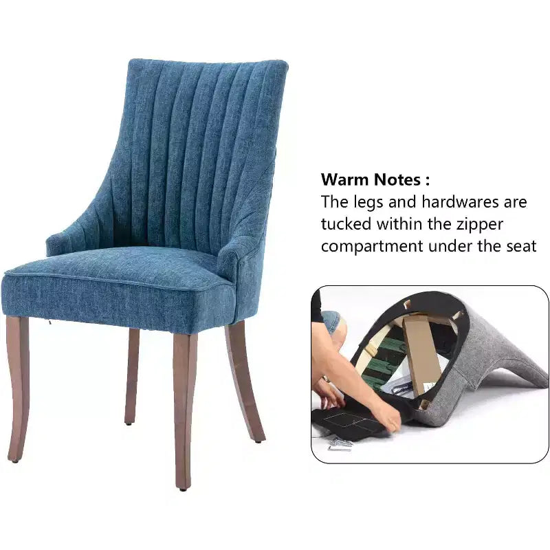 Set di 2 sedie minimaliste plissetate, rivestimento morbido, gambe in legno massello, per uso domestico