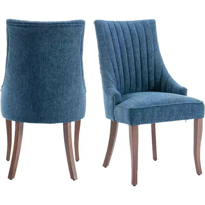 Set di 2 sedie minimaliste plissetate, rivestimento morbido, gambe in legno massello, per uso domestico