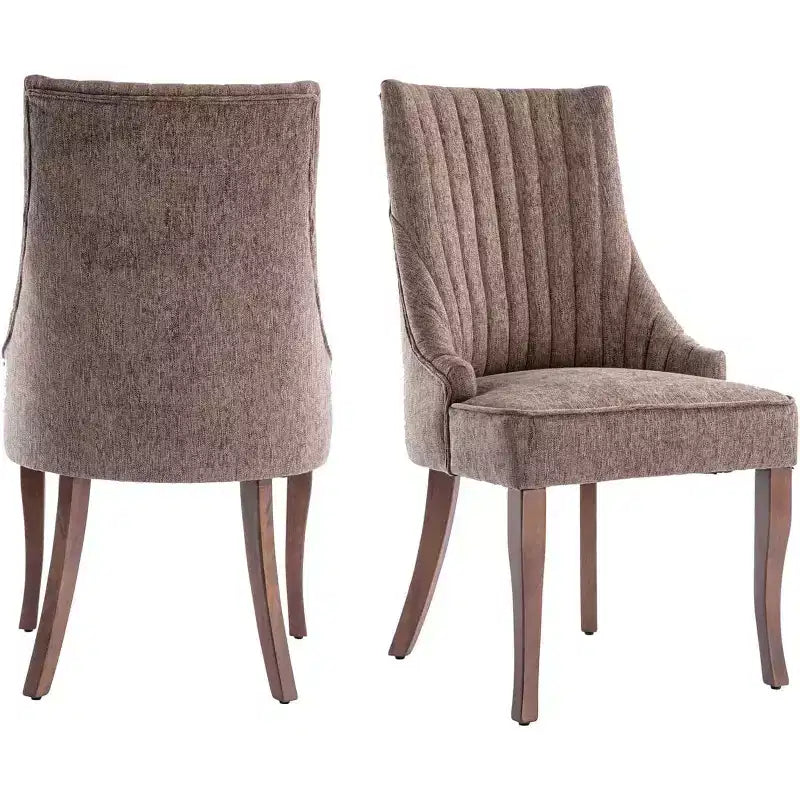 Set di 2 sedie minimaliste plissetate, rivestimento morbido, gambe in legno massello, per uso domestico