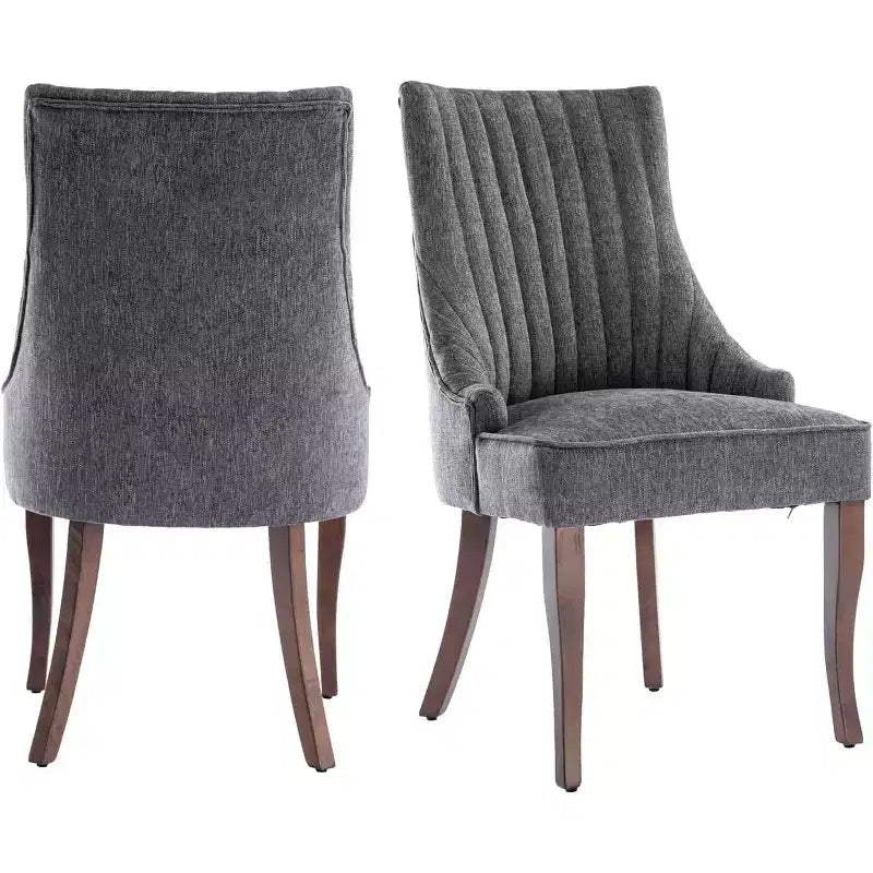 Set di 2 sedie minimaliste plissetate, rivestimento morbido, gambe in legno massello, per uso domestico