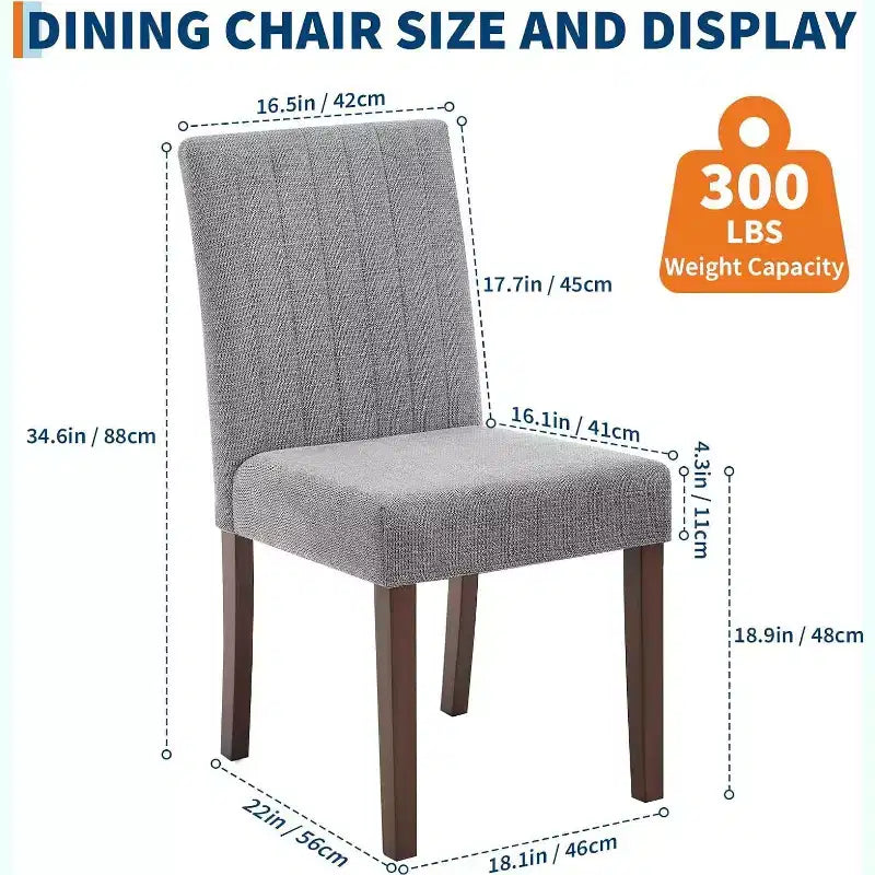 Sedie da pranzo moderne, set da 2, con seduta imbottita e robuste gambe in legno, per sala da pranzo, ristorante e cucina