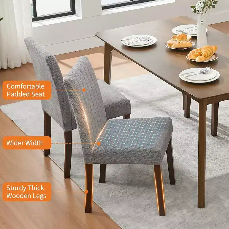 Sedie da pranzo moderne, set da 2, con seduta imbottita e robuste gambe in legno, per sala da pranzo, ristorante e cucina