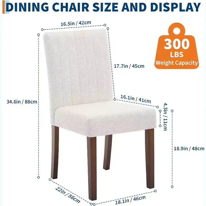 Sedie da pranzo moderne, set da 2, con seduta imbottita e robuste gambe in legno, per sala da pranzo, ristorante e cucina