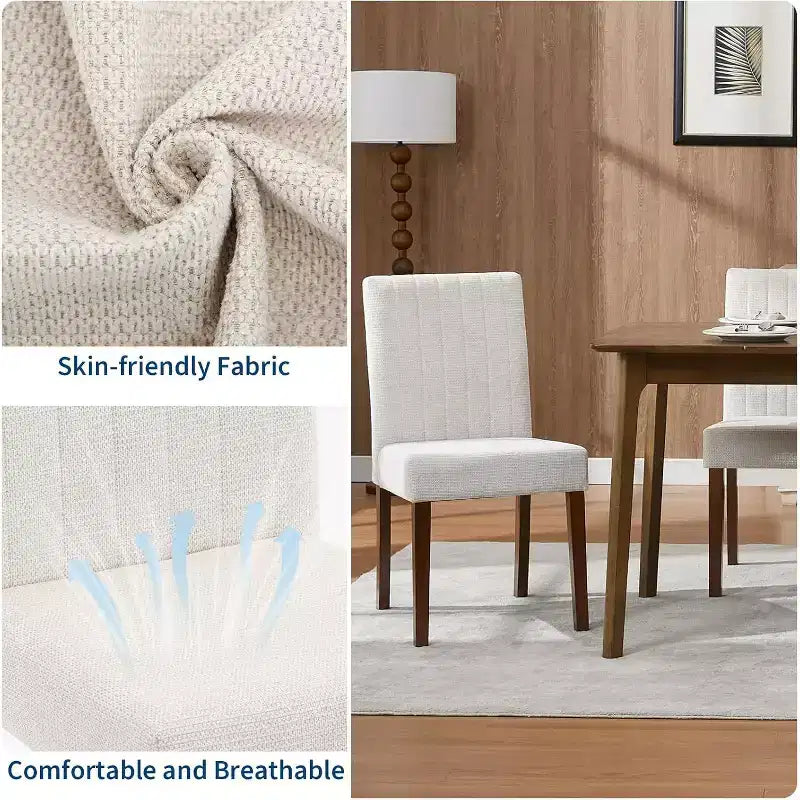Sedie da pranzo moderne, set da 2, con seduta imbottita e robuste gambe in legno, per sala da pranzo, ristorante e cucina
