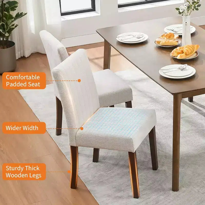 Sedie da pranzo moderne, set da 2, con seduta imbottita e robuste gambe in legno, per sala da pranzo, ristorante e cucina