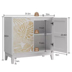 Buffet intagliato con ante accentate da 31,5"W, mobile contenitore decorativo con ripiani regolabili
