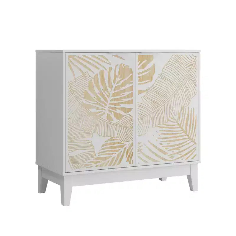 Buffet intagliato con ante accentate da 31,5"W, mobile contenitore decorativo con ripiani regolabili