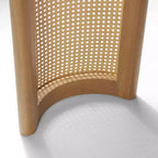 Consolle Ovale 60 con Gambe a Piedistallo in Rattan, Tavolino Stretto da Divano, Tavolo Moderno da Ingresso per Corridoio, Soggiorno e Foyer