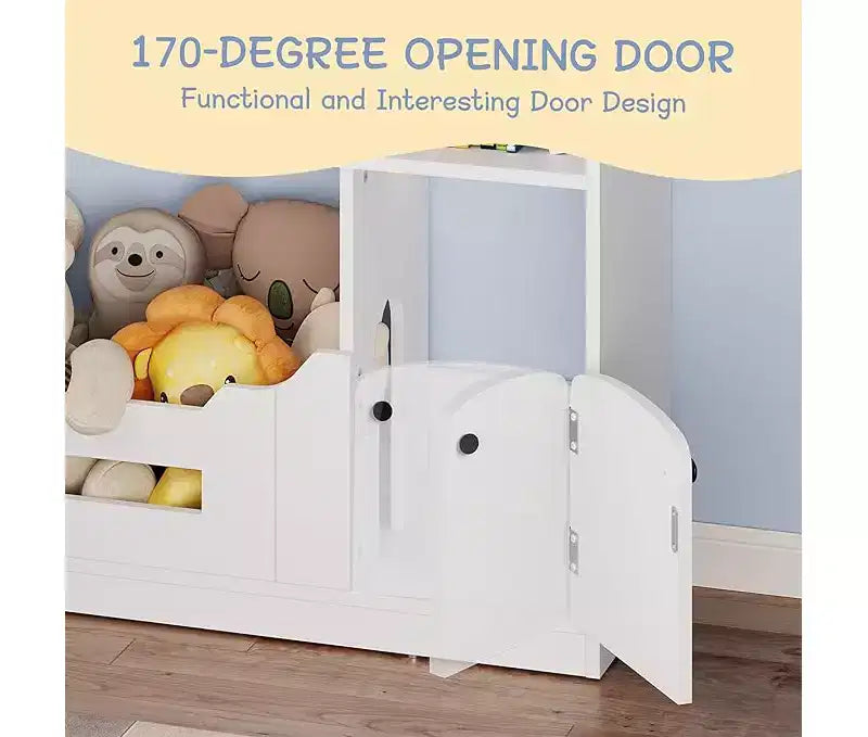 Libreria per bambini, organizer portaoggetti per giocattoli, libreria in legno per bambini con luce con sensore di movimento, libreria a forma di casa delle bambole per cameretta dei bambini