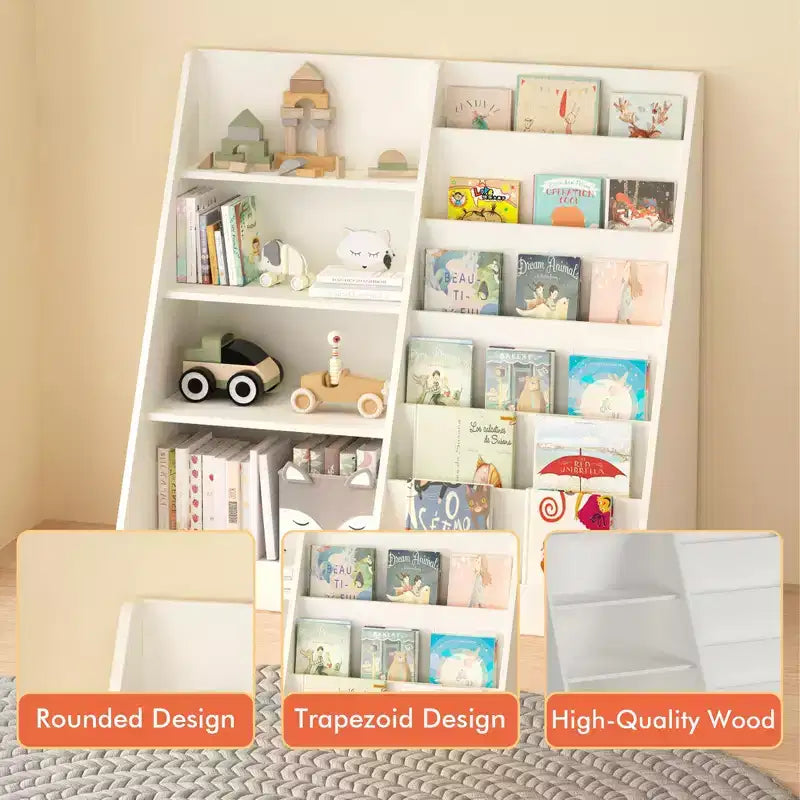 Libreria Moderna per Bambini, Scaffale Multifunzionale in Legno con Ripiani Espositivi, Scaffali Espositivi per Camera da Letto, Soggiorno, Sala Giochi
