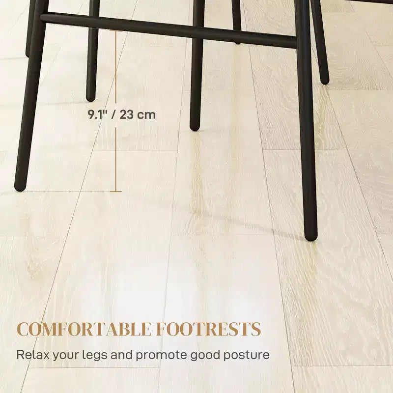 Sgabelli da Bar in Rattan, Set da 2, Sgabelli da 66 cm con Schienale, Sedie da Bar per Isola della Cucina