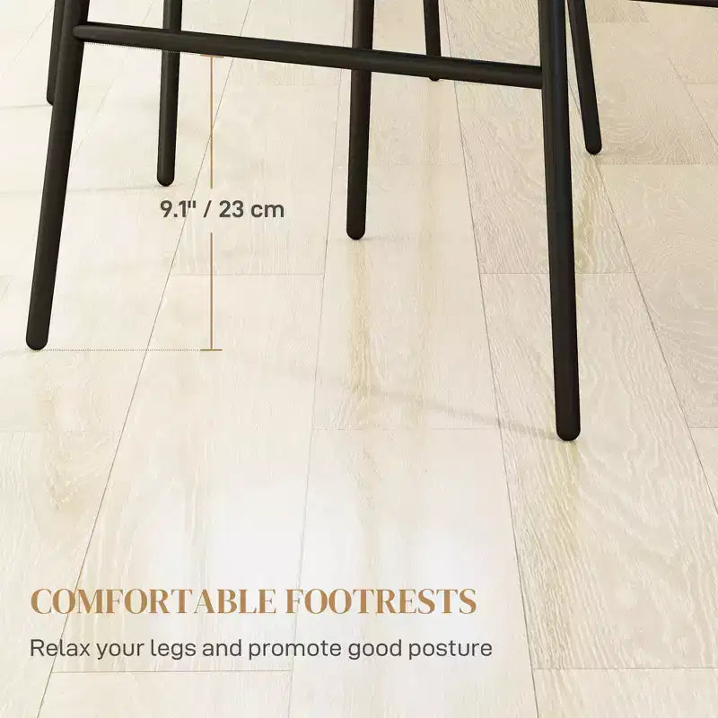 Sgabelli da Bar in Rattan, Set da 2, Sgabelli da 66 cm con Schienale, Sedie da Bar per Isola della Cucina