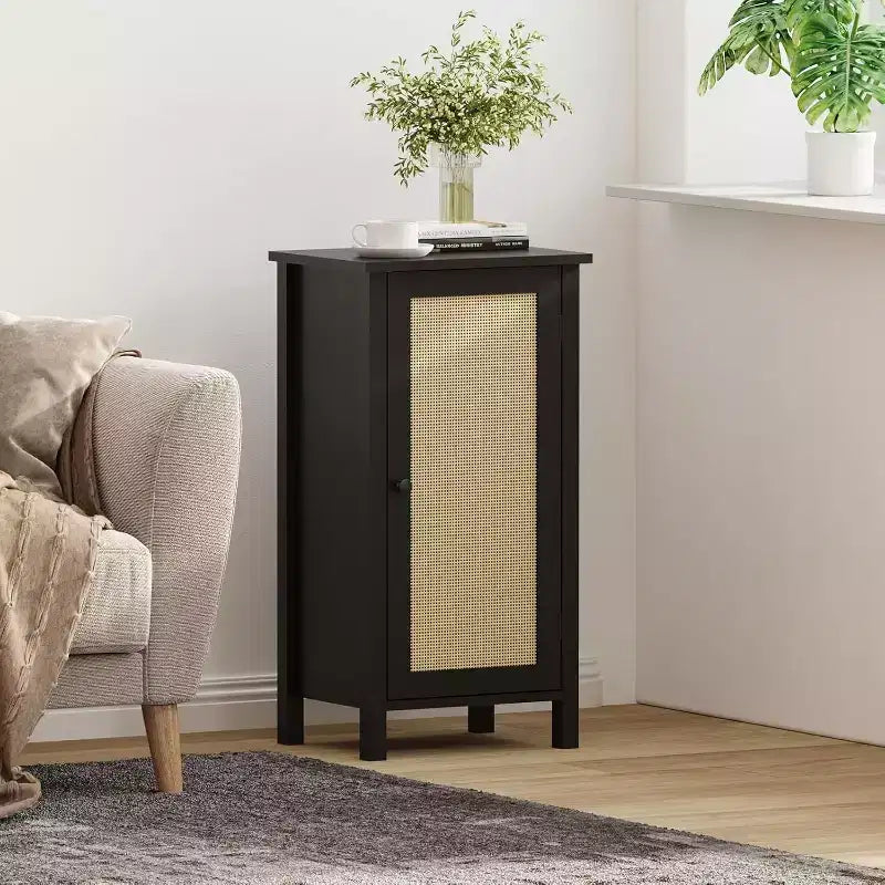 Comodino Modern Farmhouse, Comodino Boho da 40 cm con Cassetto, Tavolino Contenitore in Legno con Gambe Robuste per Camera da Letto, Soggiorno