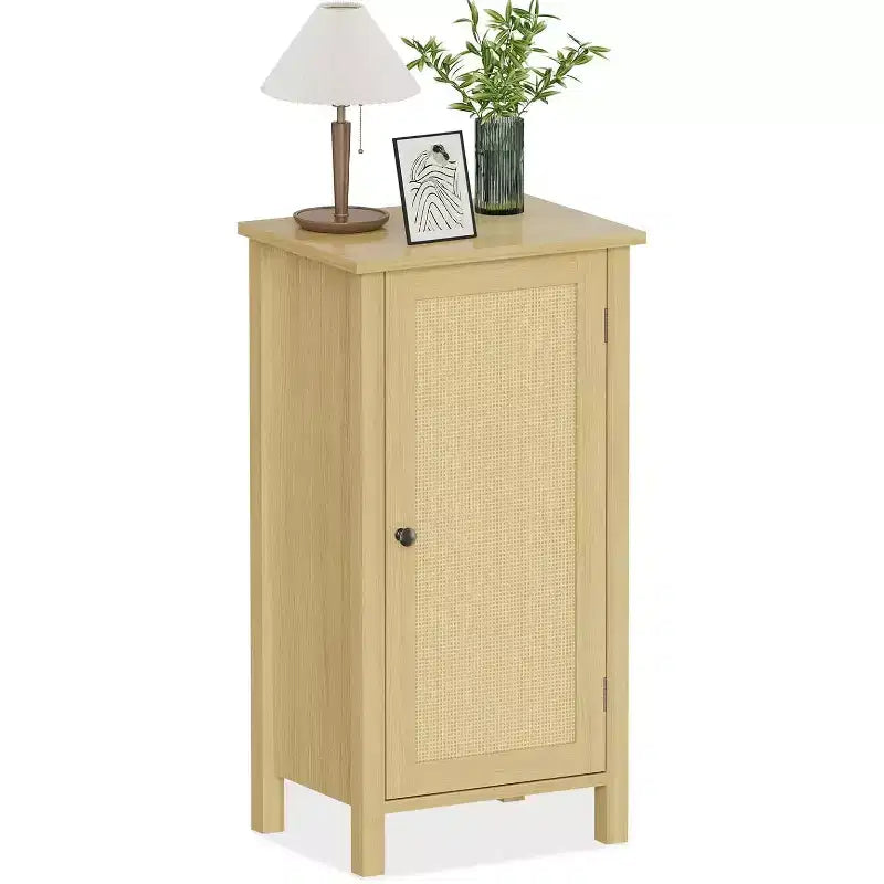 Comodino Modern Farmhouse, Comodino Boho da 40 cm con Cassetto, Tavolino Contenitore in Legno con Gambe Robuste per Camera da Letto, Soggiorno