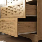 Comò a 4 cassetti per camera da letto, Comò in legno con rattan, Comò alti e cassettiere ampie, Comò per armadio da camera da letto, Legno