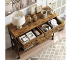 Tavolino Console Piccolo da Ingresso con 3 Cassetti, Tavolino Stretto da Divano con Ripiani Portaoggetti per Salotto, Corridoio, Camera da Letto