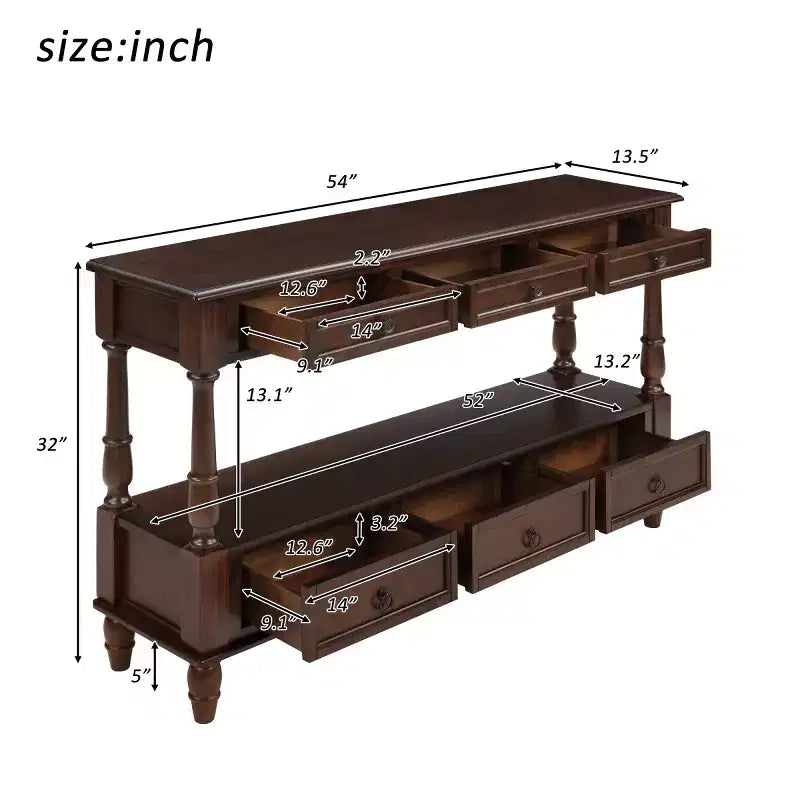Consolle stretta in legno massello da 54 pollici con ripiano, tavolo da divano moderno a 2 ripiani, tavolo da ingresso per soggiorno, corridoio o atrio