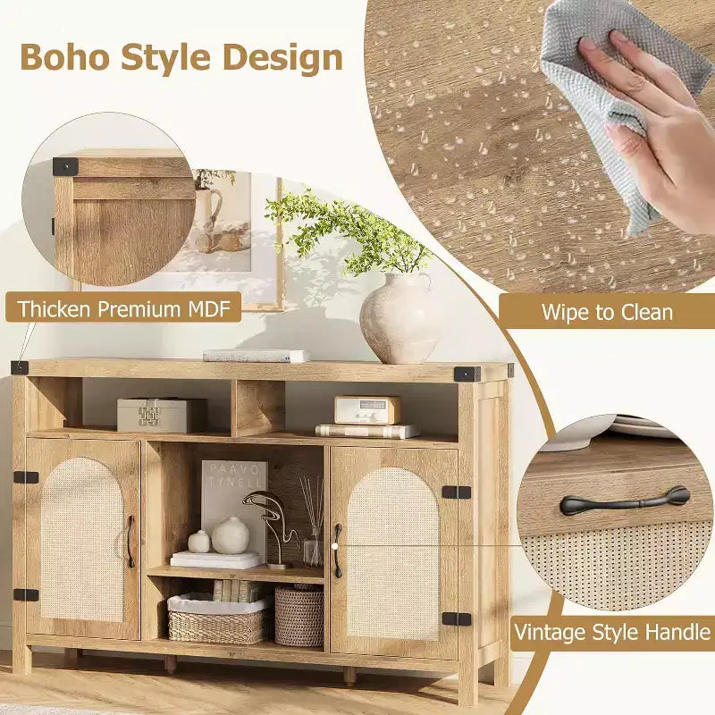 Mobile TV in stile moderno rustico per televisori da 75 pollici, mobile TV in legno con credenza, tavolo consolle porta TV per soggiorno