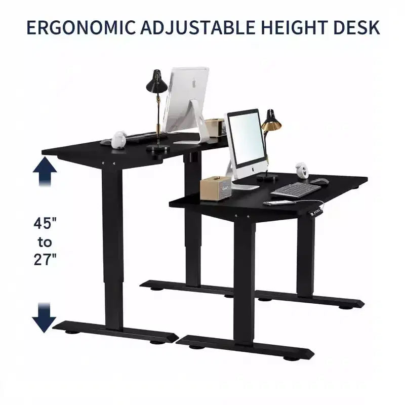 Scrivania elettrica regolabile in altezza per casa e ufficio, tavolo per computer, tavolo moderno di lusso, scrivania elevabile da 55", nera