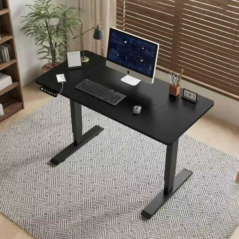 Scrivania elettrica regolabile in altezza per casa e ufficio, tavolo per computer, tavolo moderno di lusso, scrivania elevabile da 55", nera