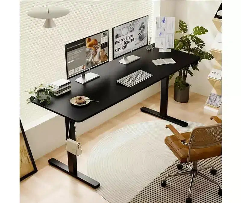 Scrivania elettrica regolabile in altezza per casa e ufficio, tavolo per computer, tavolo moderno di lusso, scrivania elevabile da 55", nera