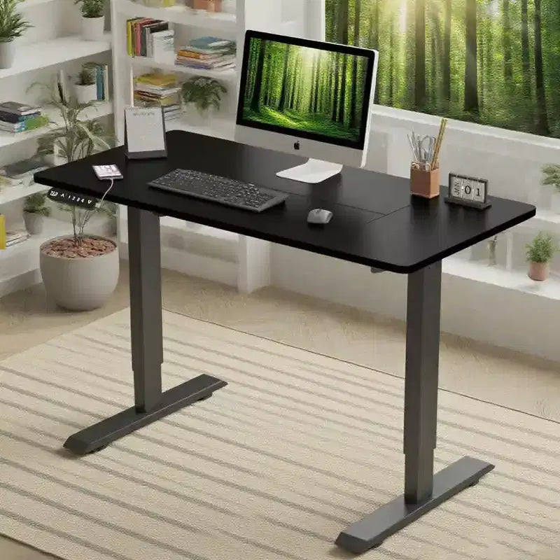 Scrivania elettrica regolabile in altezza per casa e ufficio, tavolo per computer, tavolo moderno di lusso, scrivania elevabile da 55", nera