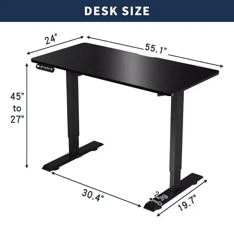 Scrivania elettrica regolabile in altezza per casa e ufficio, tavolo per computer, tavolo moderno di lusso, scrivania elevabile da 55", nera