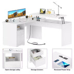 Scrivania per computer con piano sollevabile da 56'' con cassetti e prese di corrente