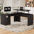Scrivania per computer con piano sollevabile da 56'' con cassetti e prese di corrente