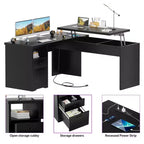 Scrivania per computer con piano sollevabile da 56'' con cassetti e prese di corrente