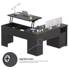 Scrivania per computer con piano sollevabile da 56'' con cassetti e prese di corrente