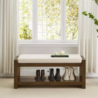 Panca Accent con scarpiera a ripiano inferiore, panca imbottita, panca moderna e compatta da fondo letto con contenitore