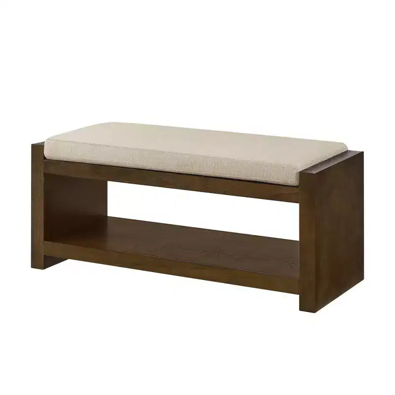 Panca Accent con scarpiera a ripiano inferiore, panca imbottita, panca moderna e compatta da fondo letto con contenitore