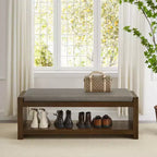 Panca Accent con scarpiera a ripiano inferiore, panca imbottita, panca moderna e compatta da fondo letto con contenitore
