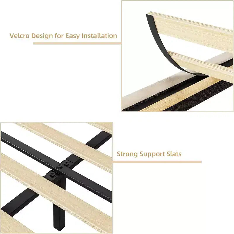 Letto a piattaforma King Size Beige con testiera regolabile, struttura letto in tessuto felpato senza bisogno di rete, design silenzioso, facile da montare