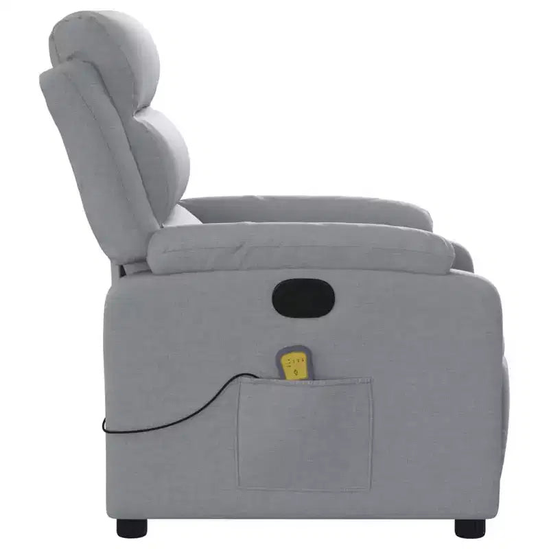 Poltrona massaggiante reclinabile in tessuto grigio chiaro