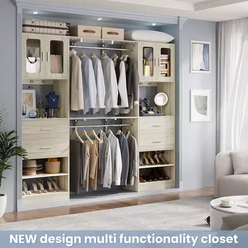 Besiost 20-60 Closet System with Visualize Cabinet Door and Wooden Drawers