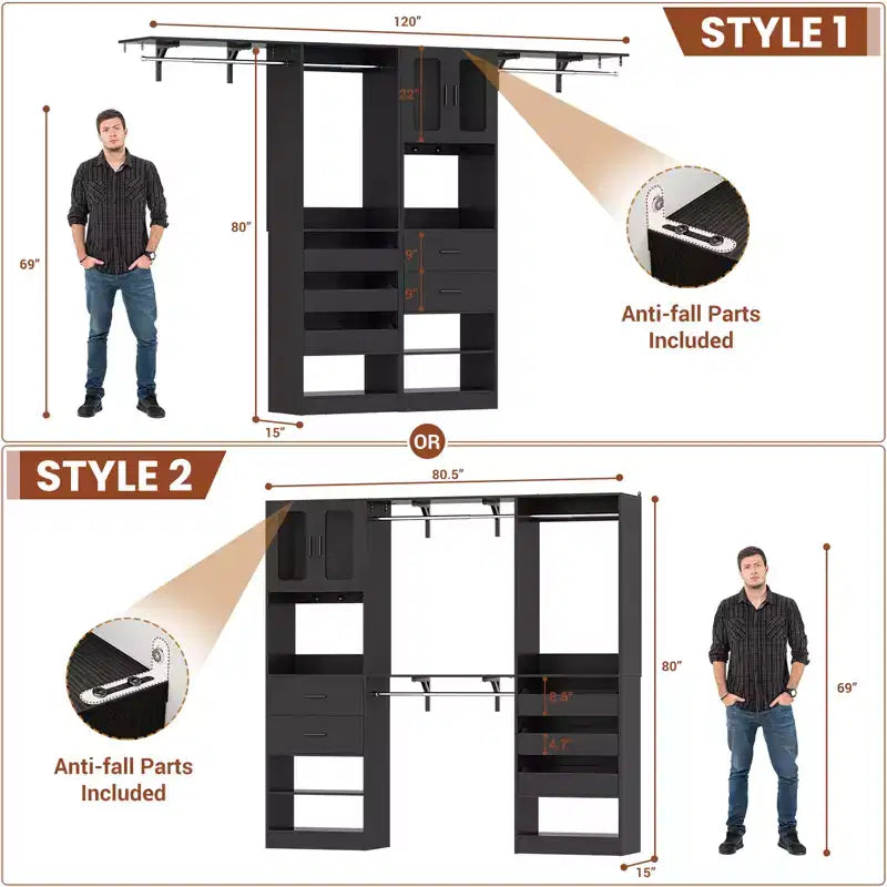 Armadio 80-120 con Anta e Cassetti in Legno