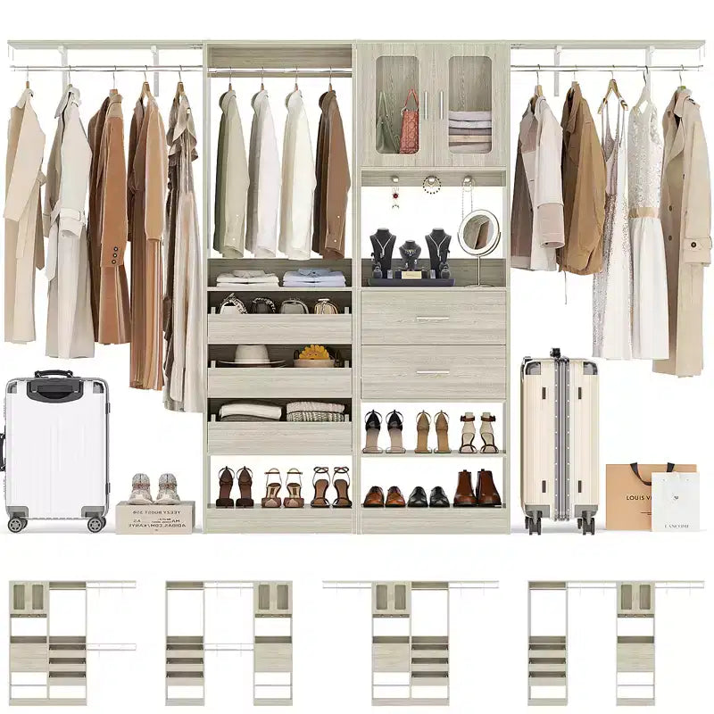 Armadio 80-120 con Anta e Cassetti in Legno