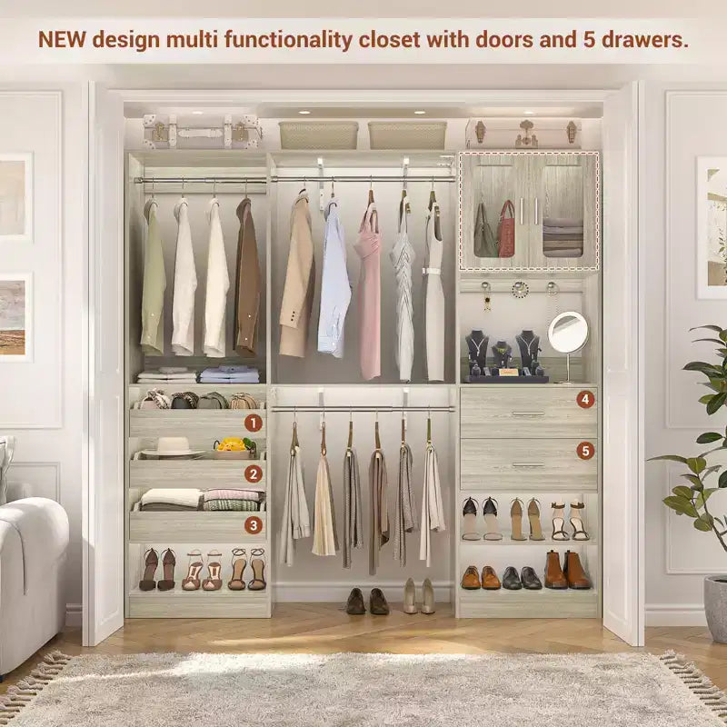 Besiost 80-120 Closet System with Door and Wooden Drawers