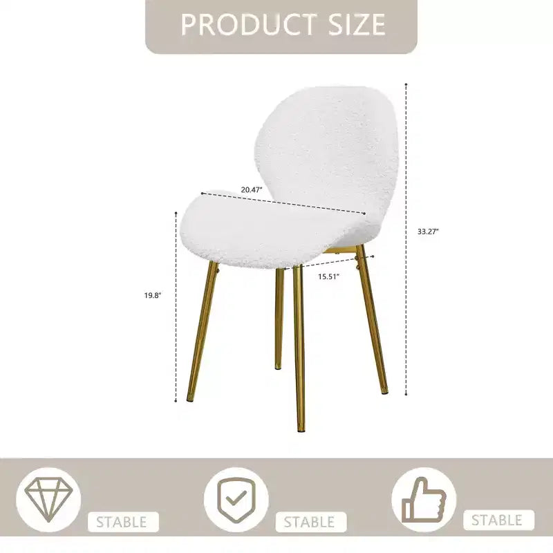 Sedie da Pranzo Moderne Minimaliste in Velluto Teddy Verde Set da 2 con Robuste Gambe in Metallo Dorato Schienale per Cucina Ristoranti Ufficio Bianco
