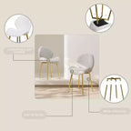 Sedie da Pranzo Moderne Minimaliste in Velluto Teddy Verde Set da 2 con Robuste Gambe in Metallo Dorato Schienale per Cucina Ristoranti Ufficio Bianco